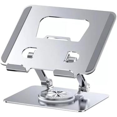 Imagem de Suporte Ajustável para Tablet e Celular, Base Giratória 360°, Alumínio, Dobrável, Pedestal de Mesa