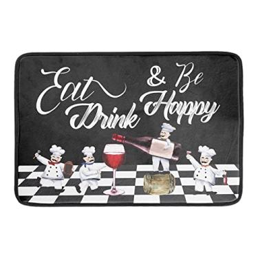 Imagem de Giwawa Tapete de Secagem de Pratos Bistro Fat Chef 18X24 Anti Fadiga Vinho Plump Italiano Vermelho Tapete de Escorredor de Vidro Preto Branco Chubby Pasta Cook Check Pratos Pad Buf18*24,Cozinhar Vinho