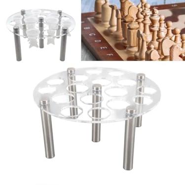 Imagem de Suporte para Peças de Xadrez, Suporte para Peças de Xadrez Em Alumínio e Acrílico Com 5 Pernas e 16 Furos, Kit de Jogos DIY para Jogador de Xadrez, Com Design Moderno e Elegante
