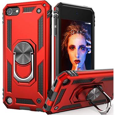 Imagem de IDweel Capa Protetora Híbrida à Prova de Choque com Suporte para iPod Touch 5 6 7ª Geração, Vermelha
