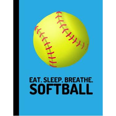 Imagem de Eat Sleep Breathe Softball: Composition Notebook One Subject | 110 Wide Ruled Pages, 8.5 x 11 in. | Carolina Blue