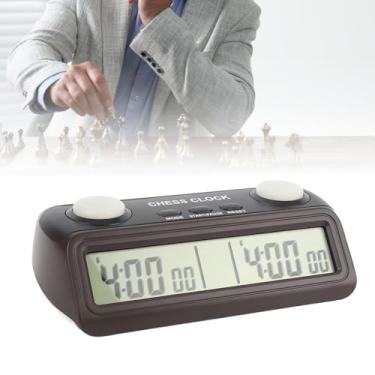 Imagem de Relógio de xadrez com cronômetro, Relógio de xadrez digital multifuncional com contagem regressiva, Relógio de xadrez profissional portátil com tela LCD de rastreamento redondo