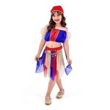 Imagem de Fantasia de Cigana Infantil Ciganinha Festas Carnaval + Bandana - Anjo