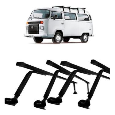 Imagem de Rack De Teto Modelo Aço Vw Perua Kombi 4 Peças Preto Grande - Combo