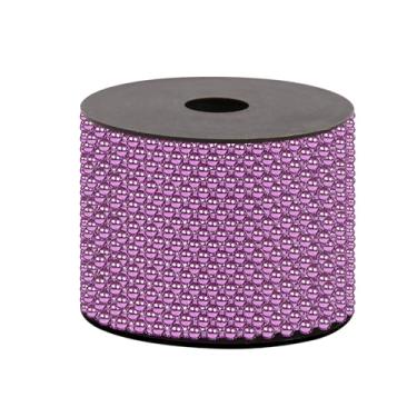 Imagem de Uxney Guirlanda de pérolas artesanais, 4 mm x 65,6 pés contas de árvore de Natal ornamentos de pérolas para decoração de árvore de Natal DIY festa de casamento (Roxo)