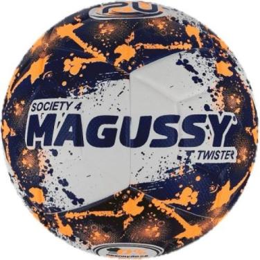 Imagem de Bola Futebol Society Magussy 4 Twister, 4, Azul, Laranja