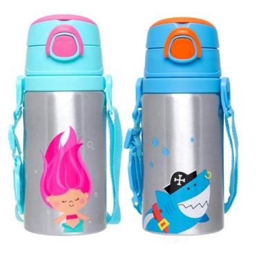 Imagem de Garrafinha Infantil Alúminio Buba 450ml Aventuras Antivazamento Canudo