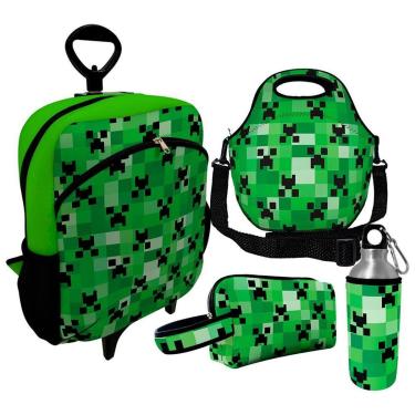 Imagem de Kit Escolar Infantil Mochila de Rodinha + Lancheira Térmica + Necessaire Plus + Squeeze de Alumíni-Unissex
