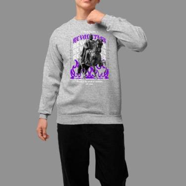 Imagem de Moletom Gola Careca Basico Masculino Moda De Rua Confortável Tecido Ma