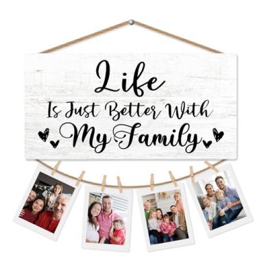 Imagem de CGBHW Porta-retratos de família, para parede, presente de inauguração de casa, para família, mãe, pai, avó, avô, pais adotivos, presentes de reunião de família, exibição de fotos pendurada para sala