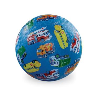 Imagem de Crocodile Creek Bola de borracha durável para crianças a partir de 3 anos - Bola inflável inflável para kickball, jogos internos e esportes ao ar livre - sem PVC - Veículos - 18 cm de diâmetro