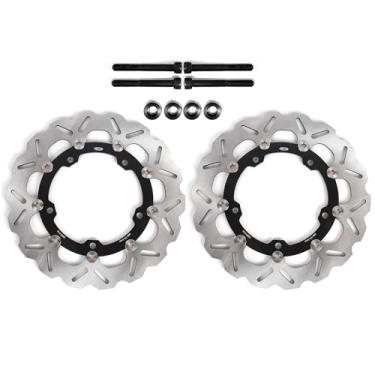 Imagem de 1 par de discos de freio dianteiros flutuantes grandes compatíveis com Kawasaki Ninja ZX4RR ZX-4RR 2023-2024, peças pretas de acessórios de motocicleta