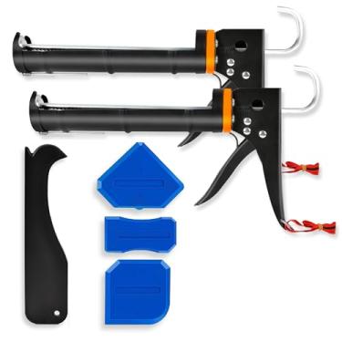 Imagem de Pacote com 2 pistolas de calafetagem, proporção de impulso 10:1, pistola de calafetagem, pistola de calafetagem sem gotejamento, pistolas de calafetagem manual, pistola de silicone, ferramenta de