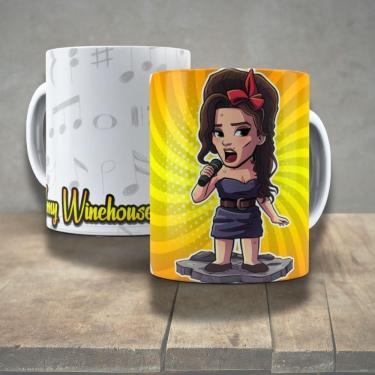 Imagem de Caneca De Porcelana 325ml Decorada ícones Da Música Ammy Winehouse