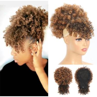 Imagem de Aplique Rabo de Cavalo Afro Puff Encaracolado Com Franja Elegante - GM