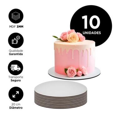 Imagem de  Kit 10 MDF Cakeboard Base Para Bolo Confeitaria Tabuleiro MDF 3mm  - 