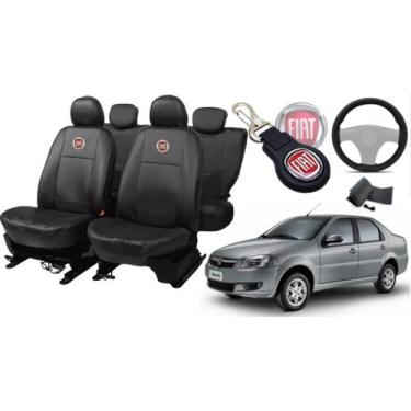 Imagem de Jogo de Capas de Couro para Siena 2010 - Couro Impermeável + Chaveiro 