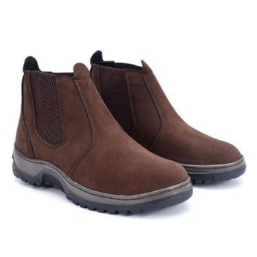 Imagem de Bota Botina Masculina Camurça Ecológica Sola de Borracha Trabalho Rode