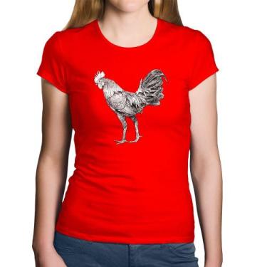 Imagem de Baby Look Algodão Galo Desenho - Foca na Moda, Vermelho, GGG