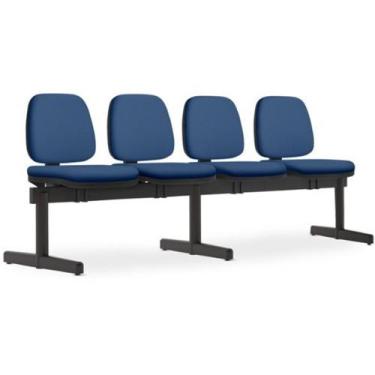 Imagem de Cadeira Longarina 4 Lugares Recepção Sala de Espera Work F02 Crepe Azu