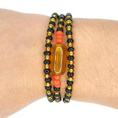 Imagem de Pulseira Guia de Proteção Exú do Ouro - Balaio de Santo, 19 cm