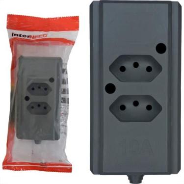 Imagem de Tomada Barra Interneed 2P+T. Cinza 10A. Dupla