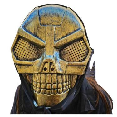 Imagem de Máscara Cosplay caveira dourada Terror Haloween plástico - sm decora