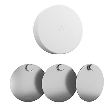 Imagem de Teccle Suporte de parede para sensor de temperatura de encaixe - sem necessidade de furo - Placa de suporte de aço inoxidável para sensor de termostato Google Nest - Montagem em qualquer superfície