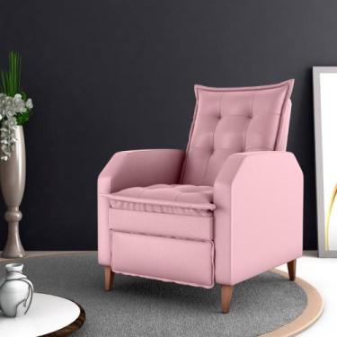 Imagem de Poltrona Reclinável Alef Veludo Turkey Rosa - CasaH
