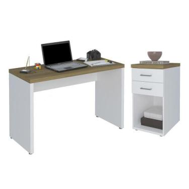Imagem de Conjunto Escrivaninha e Gaveteiro Bona Olmo Branco - CasaH
