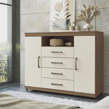 Imagem de Cômoda para Quarto 2 Portas 4 Gavetas 1 Nicho Master com Rodízios