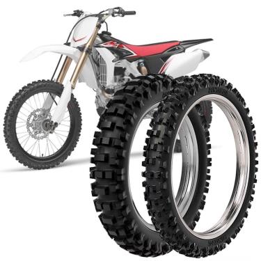 Imagem de 2 Pneu Moto Cross Rinaldi 100/100-18 59m 80/100-21 51m Rmx 35