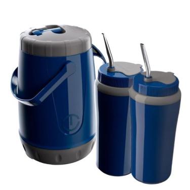 Imagem de Kit Tereré Unitermi Garrafa 2,5l + 2 Copos 650ml Bombas Inox Completo,