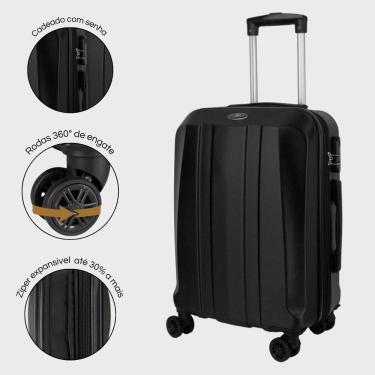 Imagem de Mala de Viagem Padrão Anac ABS Rígida, Com Rodas Duplas 360º, Expansível, Cadeado com Senha, Word Onboard