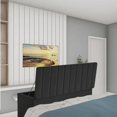 Imagem de Calçadeira Recamier Baú Carla 160cm Queen Size Para Quarto Box Sintético Preto - Ahz Mó...