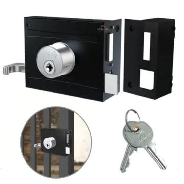 Imagem de Fechadura Sobrepor Para Portão 701/100 Preto Fosco - Stam