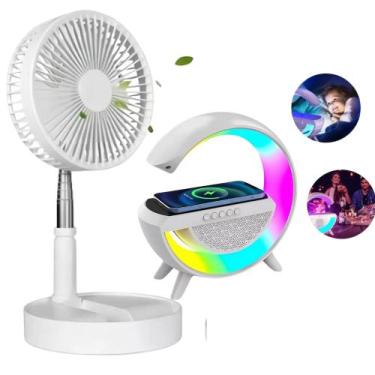 Imagem de Kit de Conforto Doméstico - Luminária De Mesa G + Ventilador Recarregá