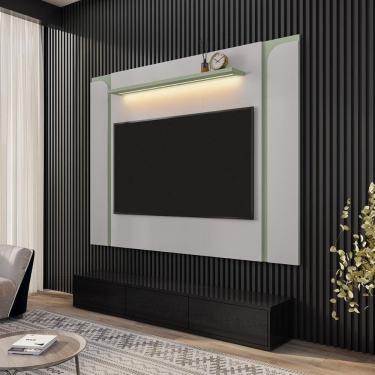 Imagem de Painel Suspenso Maresias Sala Tv Até 75 Polegadas Off White/Pistache