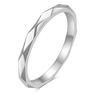 Imagem de Aliança de casamento multifacetada banhada a prata 925 de 2 mm para mulheres e homens, anéis de ansiedade de aço de titânio banhado a ouro 18 k, multifacetada, ajuste confortável, tamanho 5-9, 5#