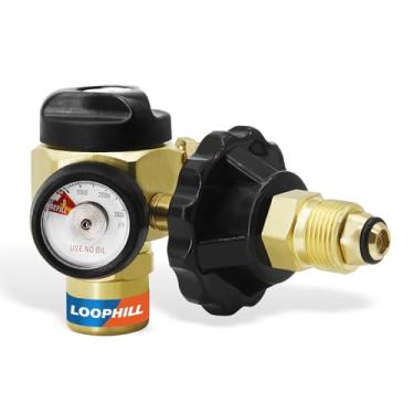 Imagem de LOOPHILL Regulador de purga de nitrogênio VN-500 com 500PSI - Controle de fluxo de 4 posições (TST/PRG/BRZ/OFF), corpo de latão resistente para teste de vazamento e proteção de soldagem