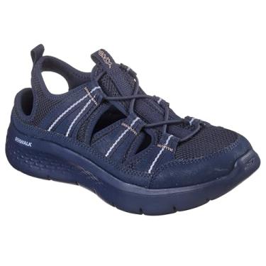Imagem de Skechers Go Walk Flex feminino em movimento - Voyage, Azul marino, 40