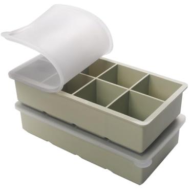 Imagem de Bandeja de silicone para freezer de 1/2 xícara com tampa – 2 moldes de silicone para freezer para preparação de refeições e congelamento de vários molhos e outros pratos, faz com que 16 porções de