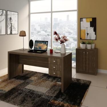 Imagem de Kit Mesa de Escritório com Armário de 2 Portas Nogal TecnoMobili