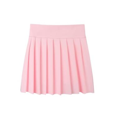 Imagem de Saia de tênis feminina atlética plissada saia de golfe infantil com bolsos shorts esportivos para escola de corrida, rosa, XGG