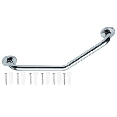 Imagem de Barra Alça Apoio Angular 25x25c Inox Acessibilidade Banheiro Corrimao 