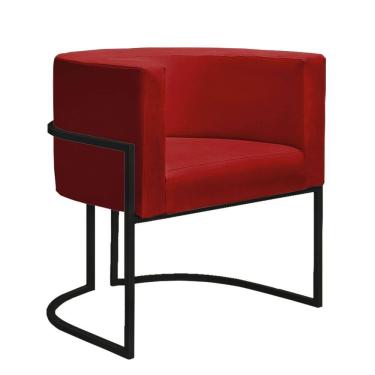 Imagem de Poltrona Decorativa Nayara Base Ferro Preto Suede Vermelho