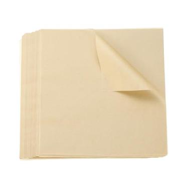 Imagem de HARFINGTON 500 folhas quadradas de papel manteiga, 20 x 20 cm, impermeável, papel de embrulho de alimentos secos, para sanduíche, forros, cesta de piquenique, pão, hambúrguer, cozinha, cor de madeira