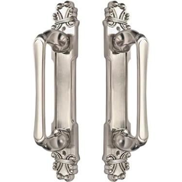 Imagem de Puxador Duplo Mozart 280mm Porta Pivotante Correr Passagem Madeira Vidro Colonial Clássico Rústico Maxima Metais (Niquel Escovado)