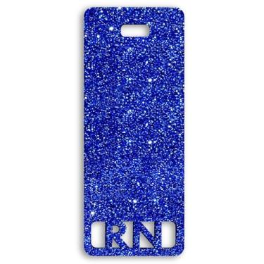 Imagem de Crachá RN estendido Buddy Vertical Bonito Registrado Amigo Colorido e Glitter Acrílico RN Cartão Tamanho Perfeito para ID de Enfermagem Estendida (Glitter Azul)