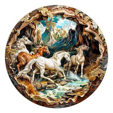Imagem de Efeitos visuais 3D de quebra-cabeça de madeira Pijesaksa Running Horse